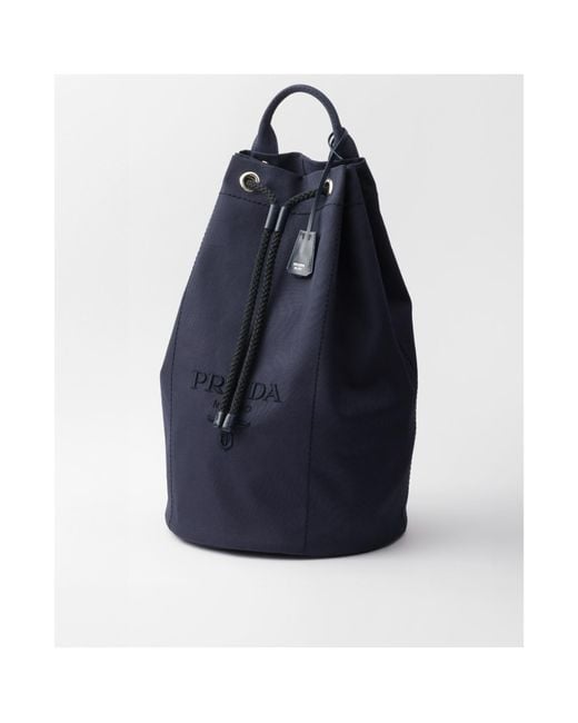 Prada Blue Canvas Drawstring Duffle Bag for men