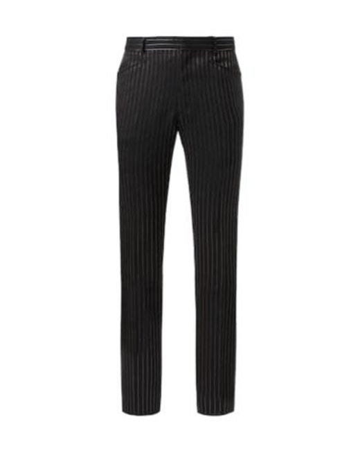 Tom Ford Black Dylan Striped Wool And Silk Suit Pants for men