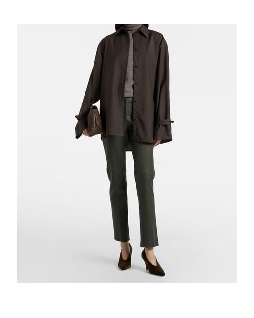 Joseph Gray Leather Slim Pants