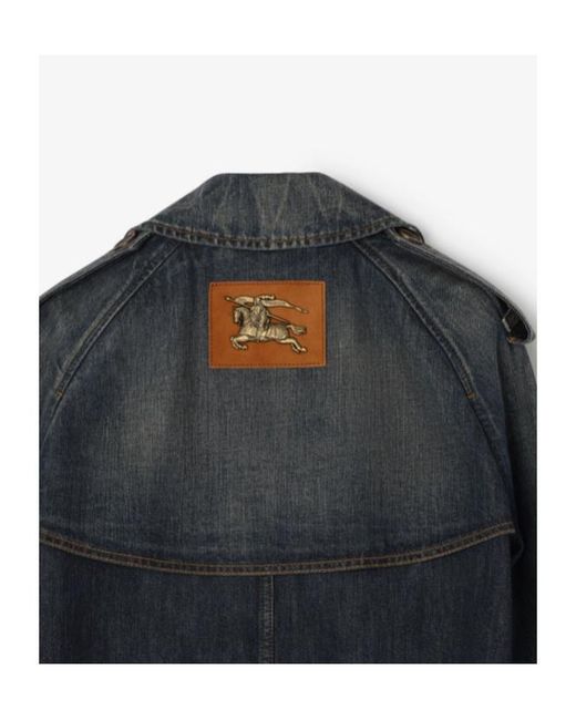 Burberry Blue Cropped Double-Breasted Denim Jacket