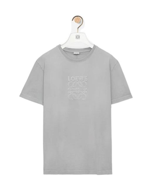 Loewe Gray Faded Anagram T-Shirt, Short Sleeves, 100% Cotton, Size: Small for men
