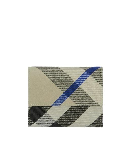 Burberry Blue Checked Trifold Wallet