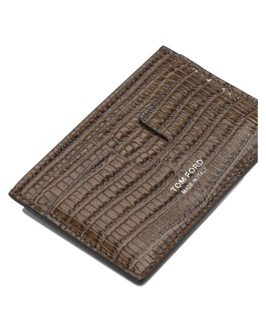 Tom Ford Brown 'Tejus T Line' Card Holder for men