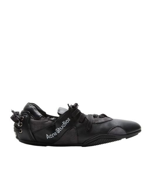 Acne Black Leather Lace-Up Sneakers for men