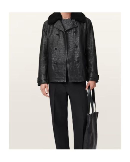 AllSaints Black Hamlet Leather Jacket for men