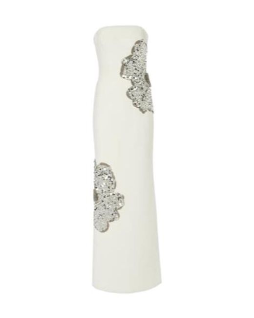 Rebecca Vallance White Layana Strapless Embellished Gown
