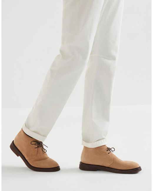 Brunello Cucinelli Brown Suede Chukka Boots for men