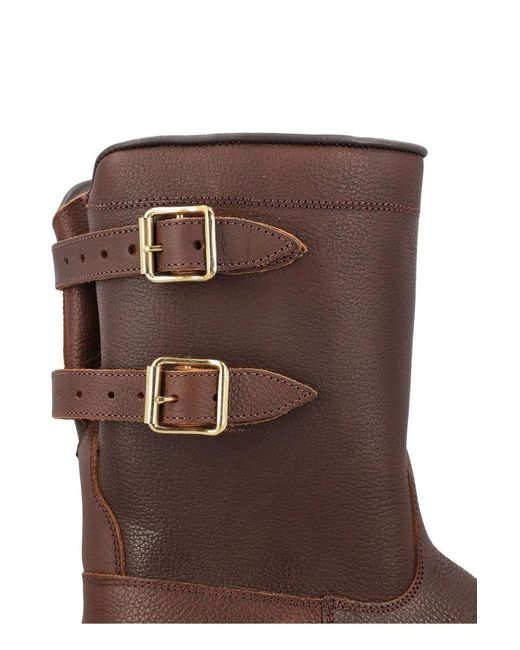 Paraboot Brown Double-Buckled Round Toe Boots for men