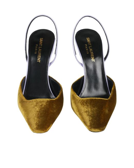 Saint Laurent Metallic Two-Tone Ribbon High Heels