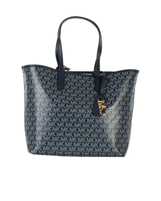 Michael Kors Blue Eliza Monogram-Pattern Tote Bag