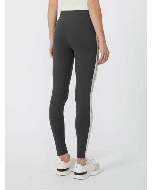 Weekend by Maxmara Gray Basilio Logo Detailed Leggings