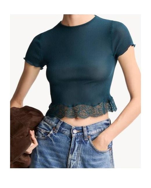 Saint Laurent Green Lace T-Shirt