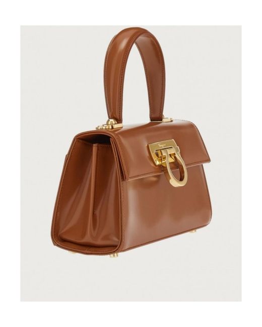 Ferragamo Brown Ferragamo Iconic Top Handle Bag