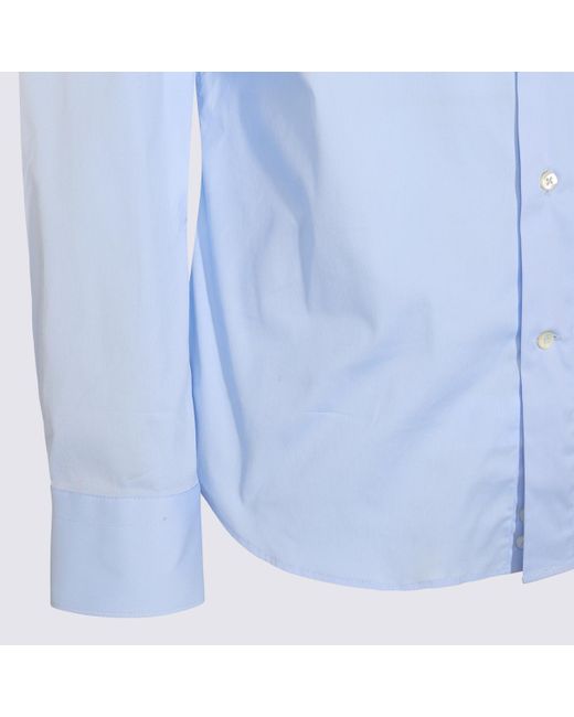 Canali Blue Long-Sleeve Button-Fastening Shirt for men