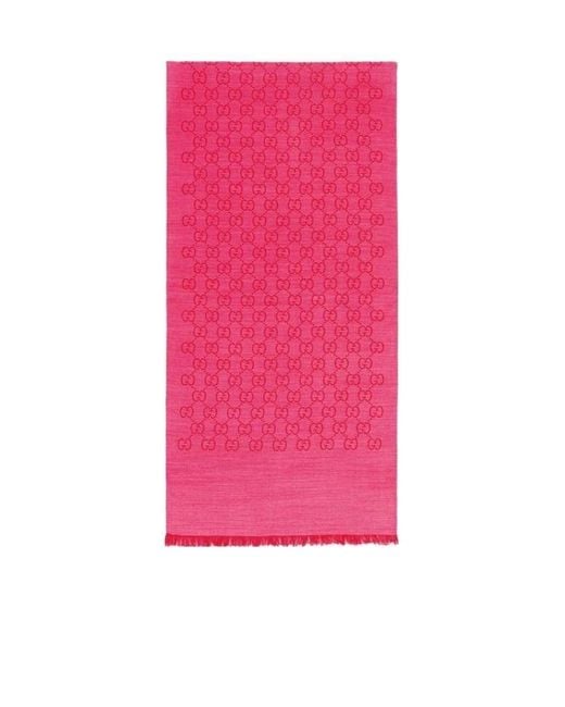 Gucci Pink Logo Wool Scarf for men