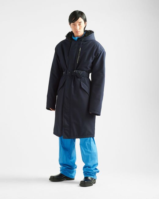 Prada Blue Technical Canvas Raincoat for men