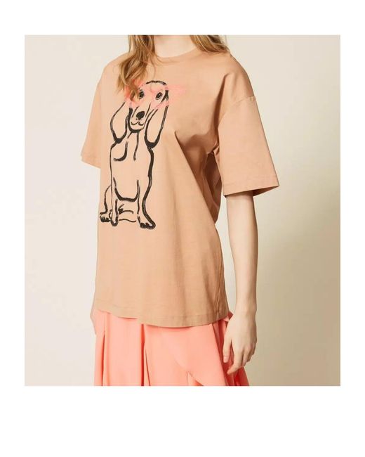 Twinset Natural Dog-Print T-Shirt