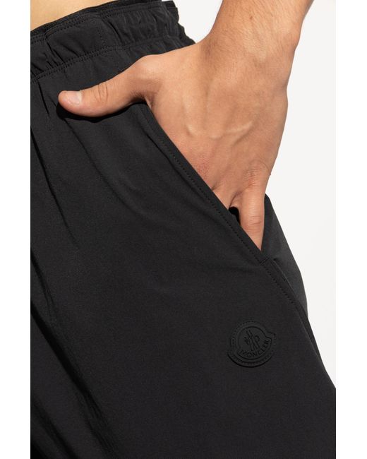 Moncler Black Logo Patch Tapered-Leg Trousers for men
