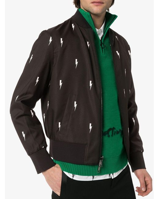 Neil Barrett Black Long-Sleeved Zipper Casual Jacket for men