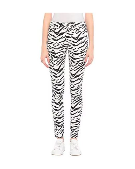 Saint Laurent White Zebra Print Casual Trousers