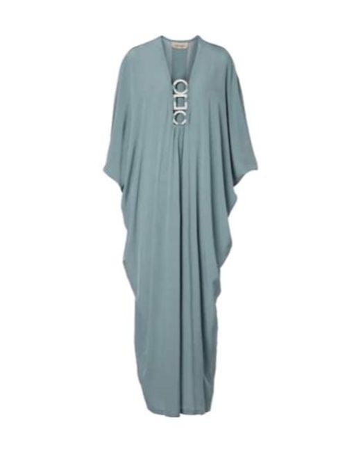 Adriana Degreas Blue Ring-Detail Draped Kaftan