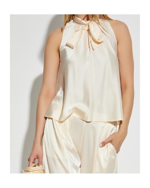 Forte_forte White Tie-Neck Sleeveless Top