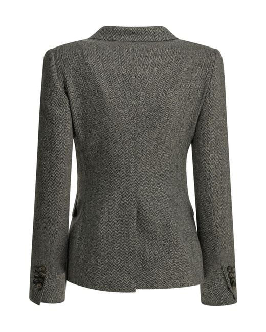 Tagliatore Black Double-Breasted Herringbone Blazer