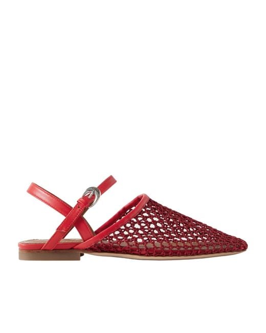 Staud Red Rete Flat Slingback Sandals