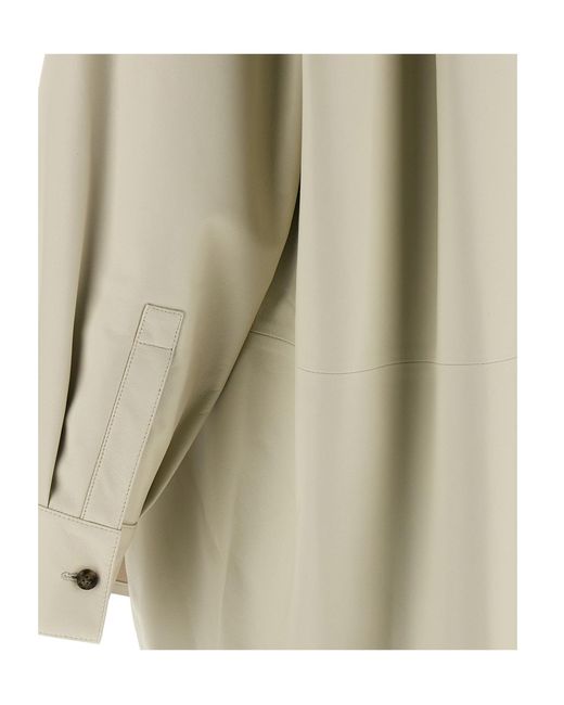Yves Salomon White Oversized Leather Shirt