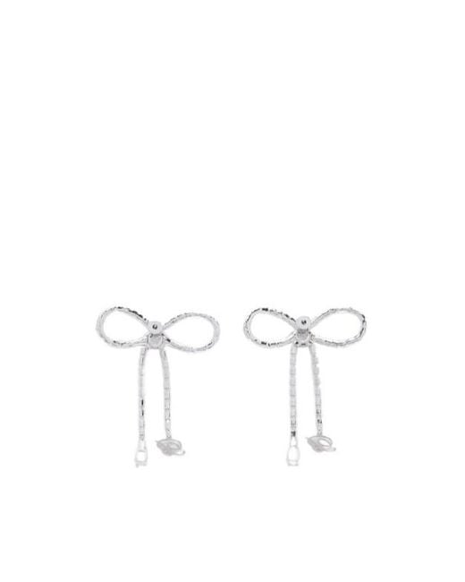 Blumarine White Embellished Bow Earrings
