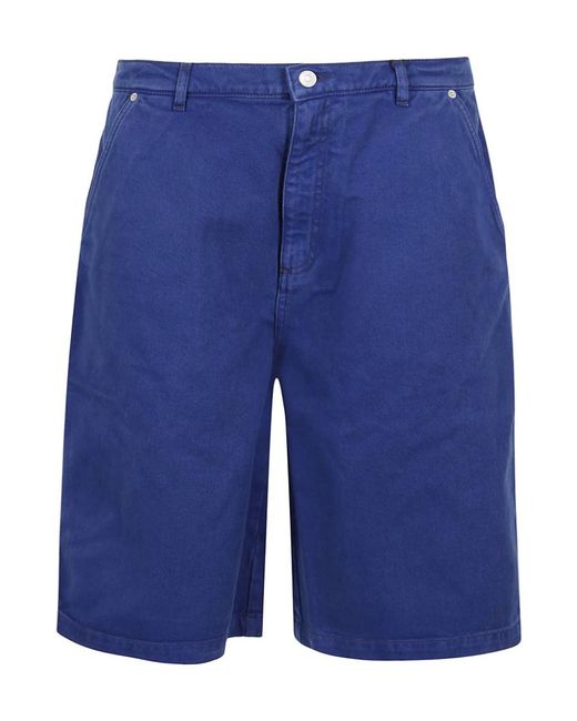 KENZO Blue Logo-Patch Denim Bermuda Shorts for men