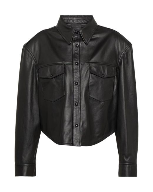 Wardrobe NYC Black Leather Jacket With Snap Fastening