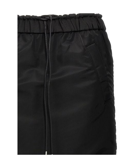 Sacai Black Pleated Drawstring Midi Skirt