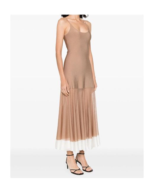 Fendi Natural Sleeveless Knitted Maxi Dress