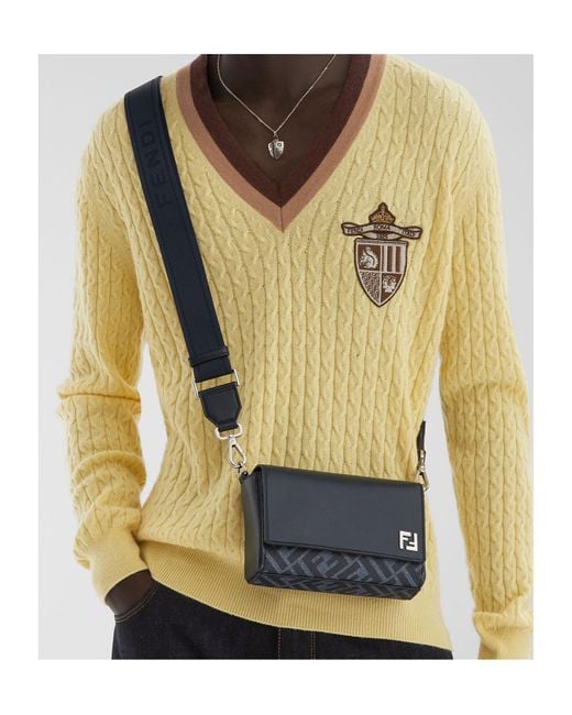 Fendi Blue Ff Squared Compact Messenger Bag for men