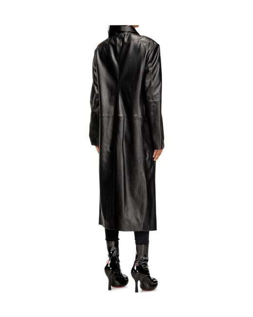DIESEL Black L-Ancelot Long Padded Leather Coat