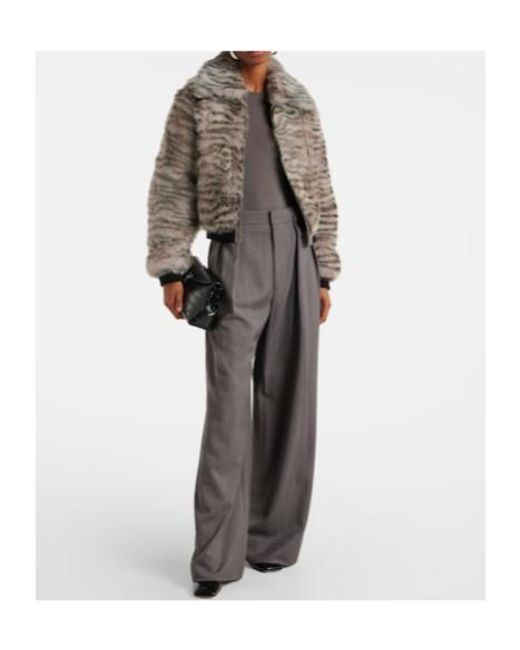 Dodo Bar Or Gray Nia Zebra-Print Shearling Bomber Jacket