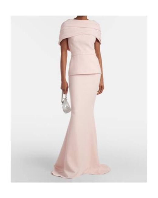 Safiyaa Pink Loura Draped Ruffled Crepe Dress