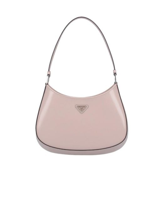 Prada Pink Cleo Brushed Leather Shoulder Bag
