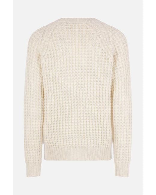 Roberto Collina White Waffle-Knit V-Neck Cardigan for men