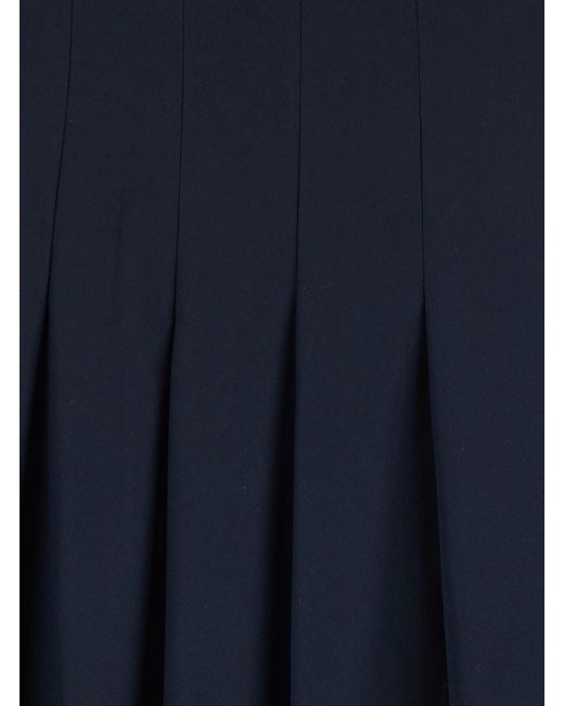 Max Mara Blue Midi Skirt With Flared Design And Pleats On The Fr