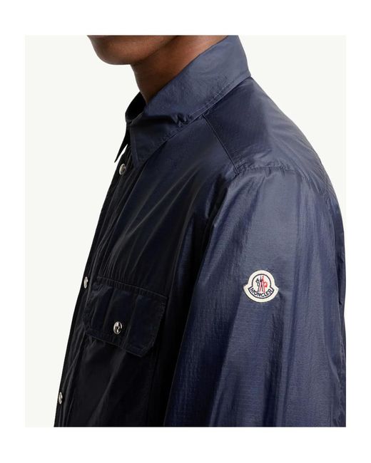 Moncler Blue Collared Long-Sleeve Shirt for men