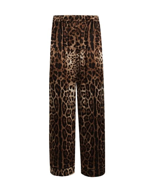 Dolce & Gabbana Brown Leopard Print Pajama Pants