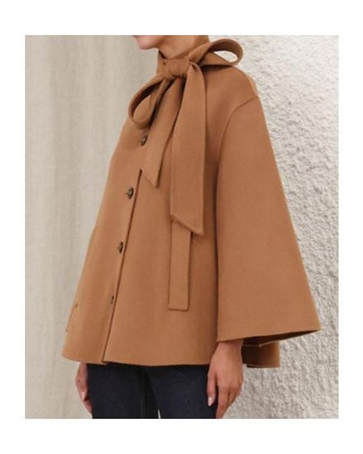 Zimmermann Brown Valiant Pussybow Coat