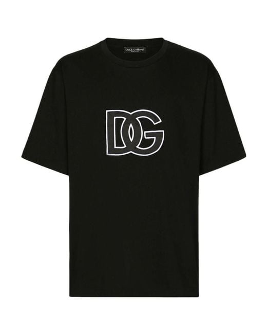 Dolce & Gabbana Black Logo-Printed Short-Sleeved T-Shirt for men