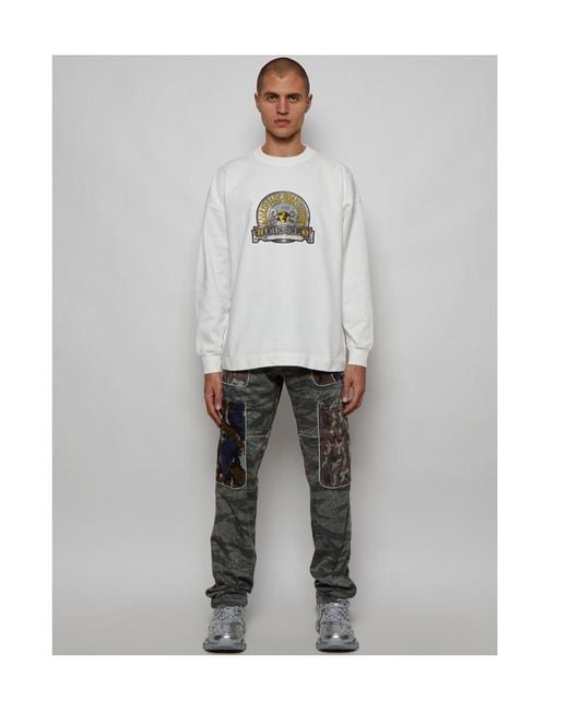 DIESEL White Logo Patch Crewneck Sweatshirt for men