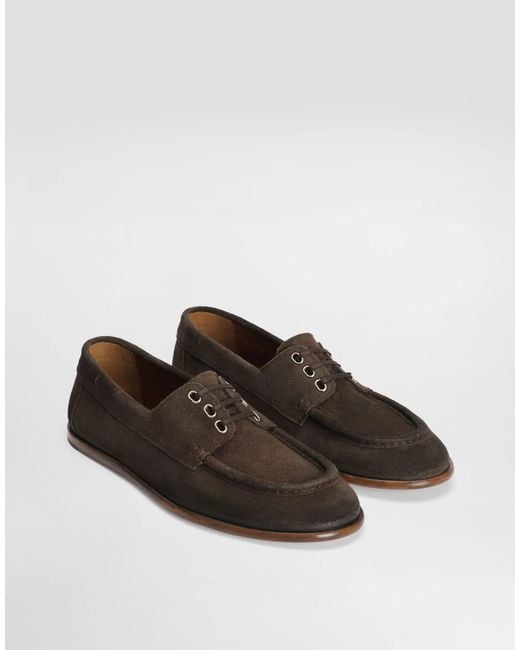 Dolce & Gabbana Brown Dolce Gabbana Round Toe Lace-Up Derby Shoes for men