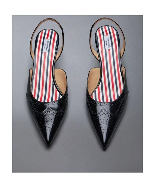 Thom Browne Black Pointed-Toe Slingback Pumps