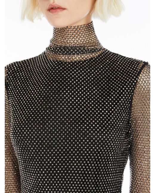 Sportmax Black Embellished High Neck Long-Sleeved Top