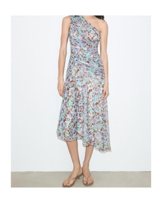 Tory Burch White Printed One-Shoulder Dress